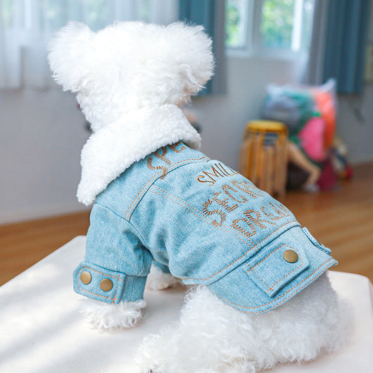 Abrigo de Mezclilla Gruesa para Mascotas con Letras Estampadas - Image 10