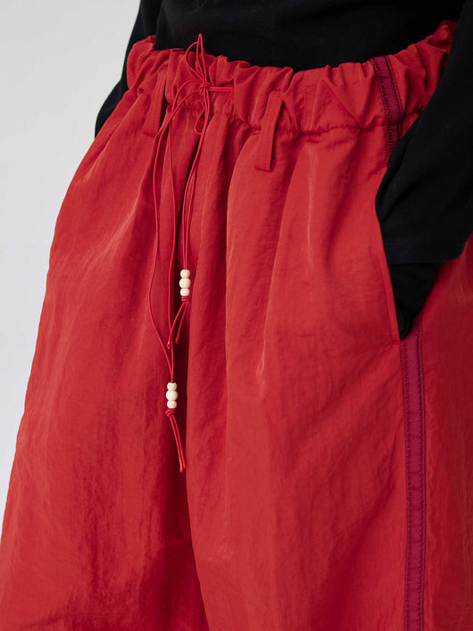 Pantalones Anchos de Talle Alto con Pliegues en Nylon - Image 6
