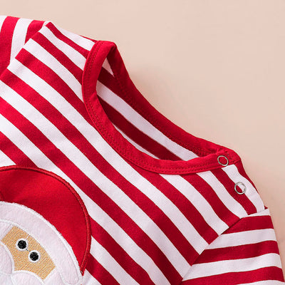Mameluco Navideño Infantil con Rayas y Bordado de Papá Noel - Image 8