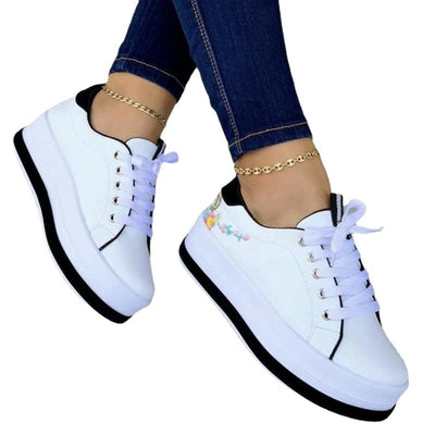 Zapatos Casuales Plataforma Baja Mujer Punta Redonda - Image 7