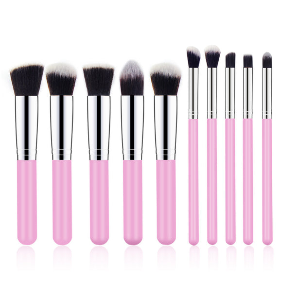 Set de 10 Brochas de Maquillaje con Mango de Madera