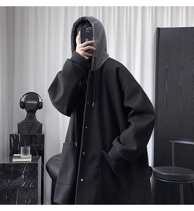 Abrigo de Lana Acolchado con Capucha para Hombre - Largo Medio - Image 11