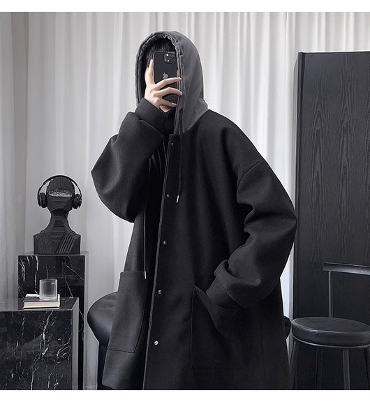 Abrigo de Lana Acolchado con Capucha para Hombre - Largo Medio - Image 11