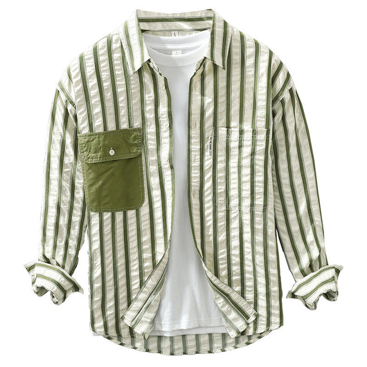 Camisa Manga Larga Estilo Japonés a Rayas para Hombre - Image 5