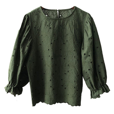 Blusa Coreana Elegante con Cuello Redondo y Mangas Abullonadas - Image 10