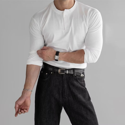 Camisa Slim Fit Manga Larga con Puños Ajustados y Cuello Abierto para Hombre - Image 4