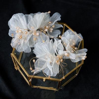 Conjunto de Diadema de Tul y Aretes con Flores para Mujer - Image 8