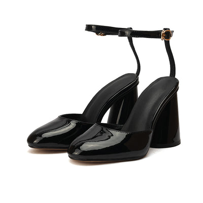 Sandalias de Tacón Grueso y Cuero Charol Estilo Europeo - Diseño Sensual - Image 3