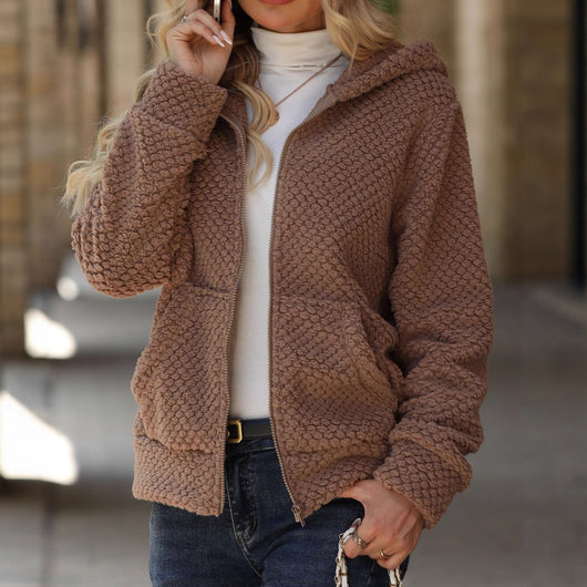 Chaqueta Hoodie Acolchada Suelta con Bolsillos y Cierre para Otoño e Invierno - Image 2