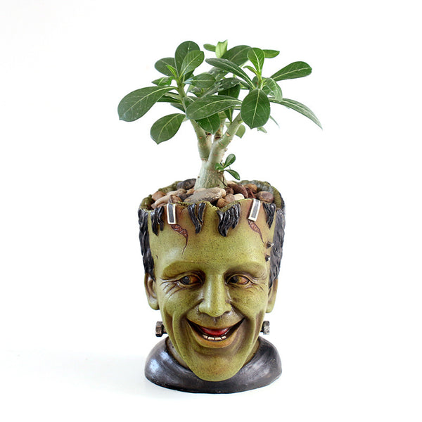 Maceta Decorativa Personalizada Frankenstein - Contenedor de Resina para Escritorio