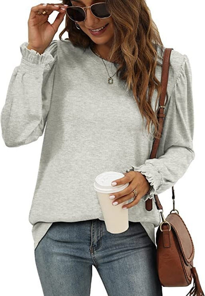Blusa Elegante con Cuello Redondo y Mangas Abullonadas para Mujer - Image 14
