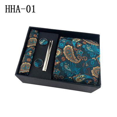 Set de Corbata Paisley con Clip y Caja de Regalo - Corbata Negra Elegante para Negocios - Image 6
