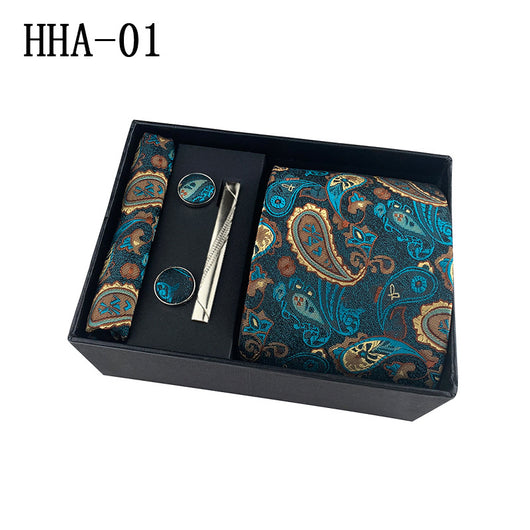 Set de Corbata Paisley con Clip y Caja de Regalo - Corbata Negra Elegante para Negocios - Image 6