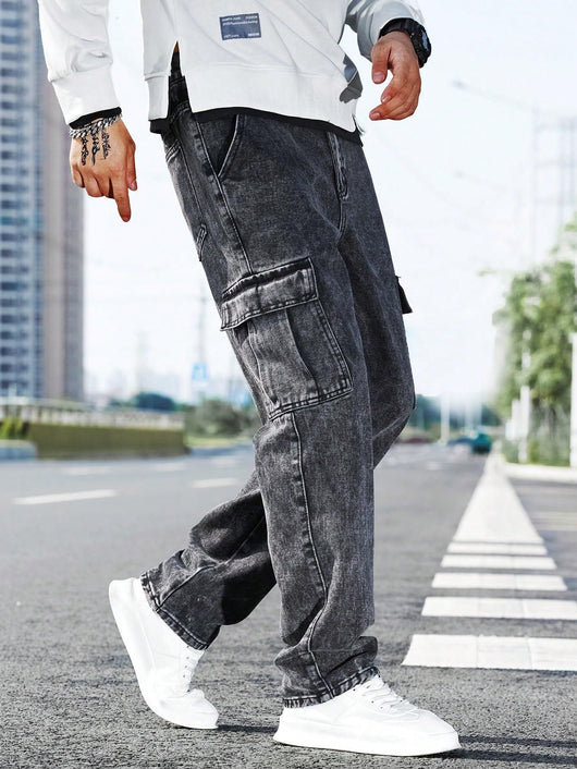 Jeans de Trabajo Holgados con Múltiples Bolsillos - Estilo Urbano Moderno - Image 10