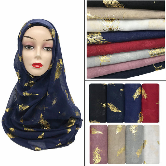 Pañuelo Turbante Versátil con Estampado de Hojas Doradas para Mujer