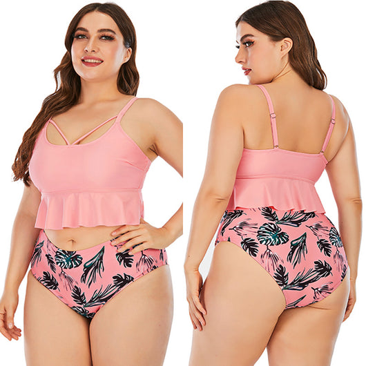 Traje de Baño Tankini Mujer Cintura Alta Triángulo Estampado