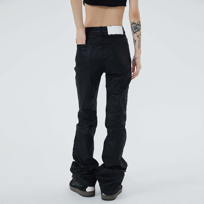 Jeans Negros Rectos Vintage con Acabado Encerado - Image 9