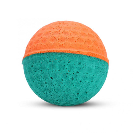 10-pack of colorful latex foam balls for cats, featuring solid and two-tone designs in purple, teal, yellow, pink, blue, and orange. - Image 11