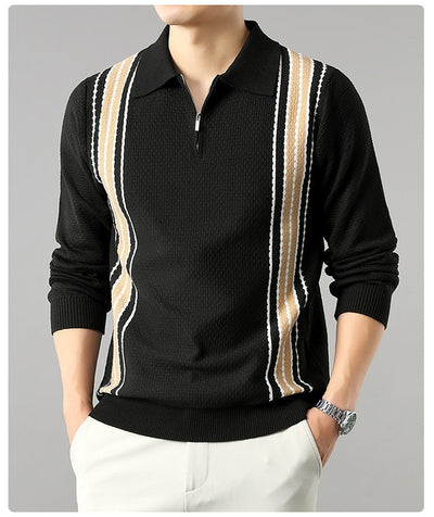Suéter de Punto Colorblock con Cuello y Cierre Medio Cremallera para Hombre - Image 37