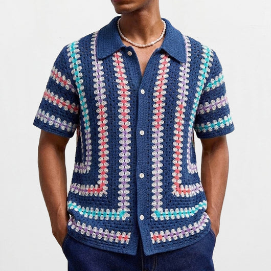 Cardigan Hueco de Manga Corta para Hombre - Tejido Soluble en Agua - Image 3