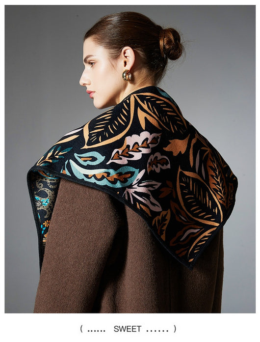 Chal Triangular Jacquard Hojas de Otoño Estilo Europeo - Image 19