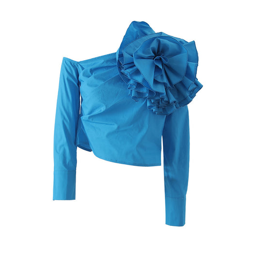 Blusa Diseñadora Estilo Francés con Motivo Floral Tridimensional - Image 5
