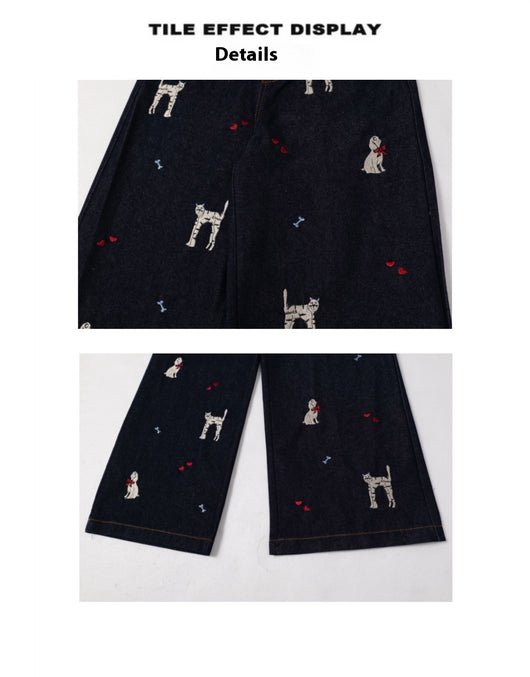 Pantalones Jeans Anchos con Estampado Animal Print - Loose Fit Casual para Mujer - Image 11