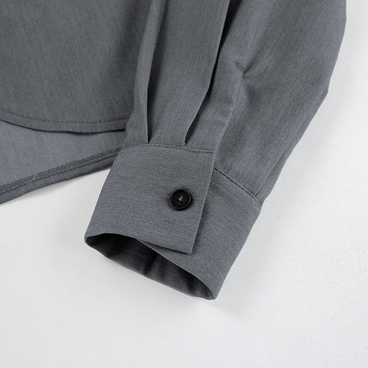 Conjunto de Pantalón Ancho y Blusa Gris de Manga Larga Cintura Alta Efecto Reductor - Image 22
