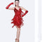 Falda de Danza Latina con Flecos y Lentejuelas - Vestido de Actuación Escénica
