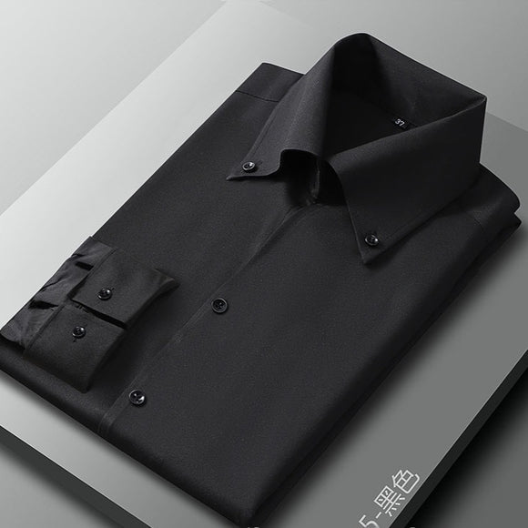 Camisa Business Casual Manga Larga Slim Fit Cuello Italiano Hombre