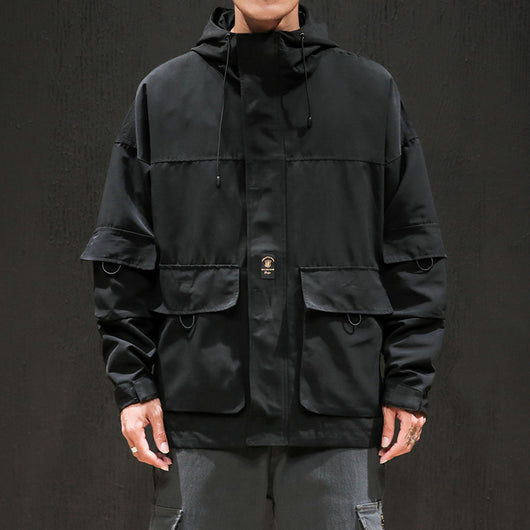 Chaqueta Funcional con Capucha y Múltiples Bolsillos para Hombre - Estilo Urbano Otoño - Image 8