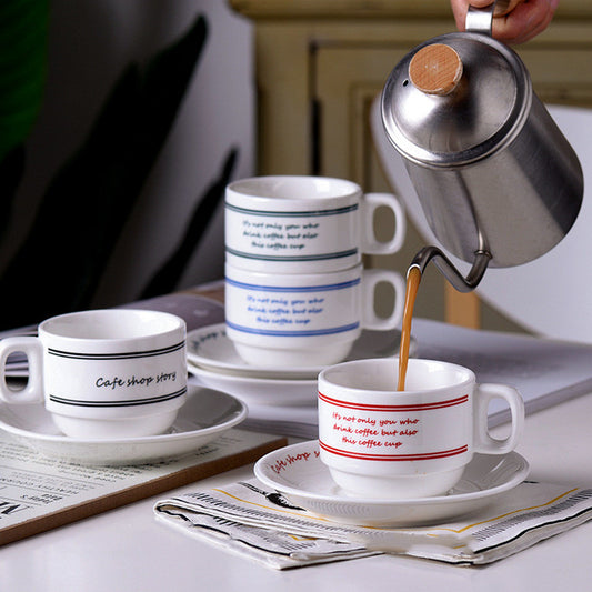 Taza Cerámica Retro para Café con Diseño de Flor Tirador de Leche