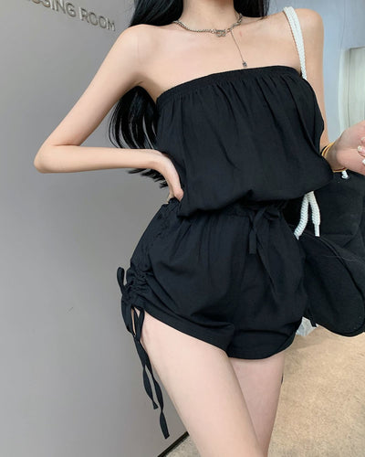 Jumpsuit Bandeau Holgado de Color Liso para Mujer - Image 10