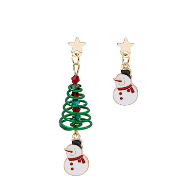 Aretes Espiral Asimétrica Navideña - Diseño Moderno y Elegante