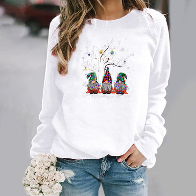 Sudadera Navideña con Estampado de Árbol - Cuello Redondo para Mujer