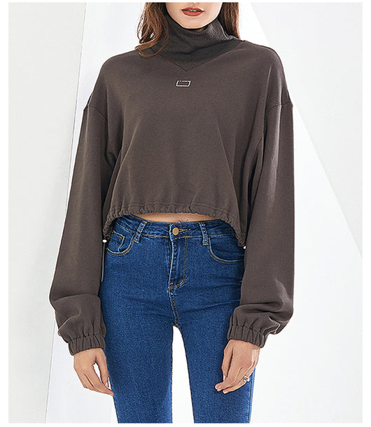 Suéter Cropped Ajustado con Cuello Alto y Cintura Elástica - Image 8