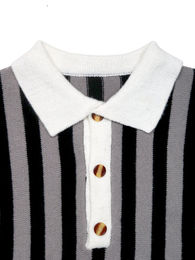 Suéter Unisex de Rayas Verticales con Cuello Solapa - Tejido Cálido para Otoño e Invierno - Image 14