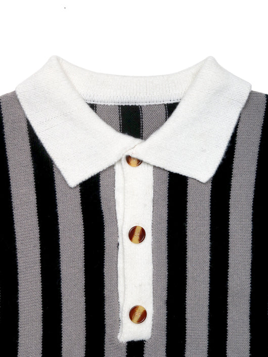 Suéter Unisex de Rayas Verticales con Cuello Solapa - Tejido Cálido para Otoño e Invierno - Image 14