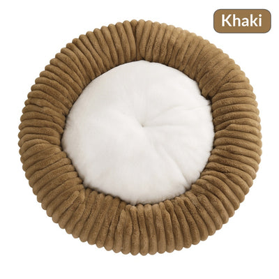 Cama Acolchada Redonda para Mascotas con Diseño de Rayas - Image 11