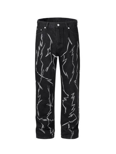Jeans Rectos con Bordado de Rayo - Estilo High Street Europeo y Americano - Image 15