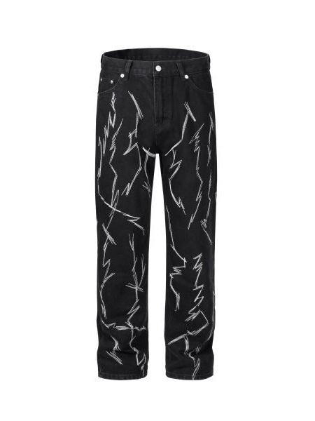 Jeans Rectos con Bordado de Rayo - Estilo High Street Europeo y Americano - Image 15