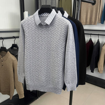 Suéter Casual Bicolor de Manga Larga para Hombre