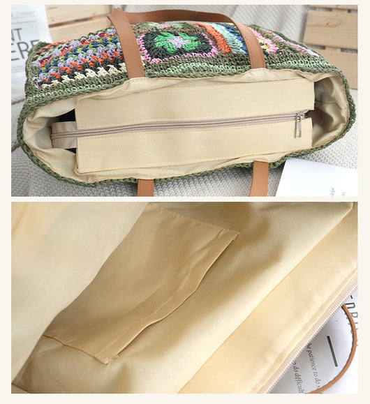 Bolsa de Playa Tejida en Papel - Estilo Europeo y Americano - Image 8