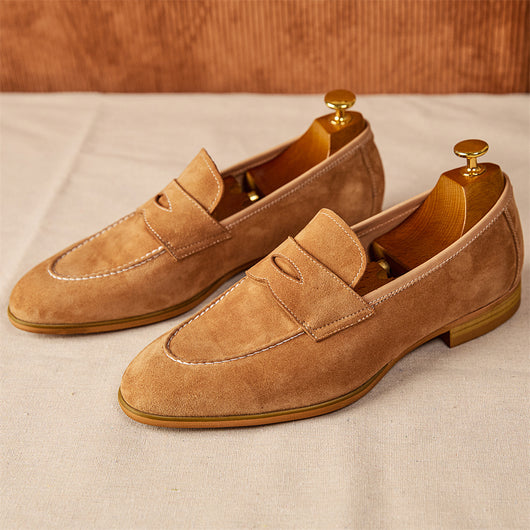 Mocasines Hombre Punta Redonda Gamuza Marrón - Image 5