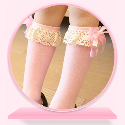 Calcetines Altos Princesa con Moño de Encaje Dulce - Image 9
