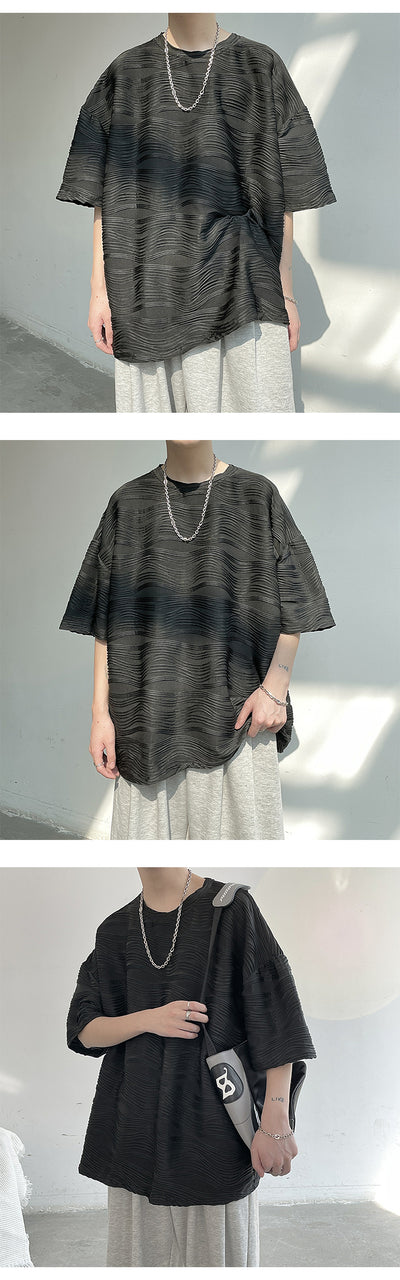Playera Hombre Suelta Rayas Ice Silk Manga Corta - Image 15