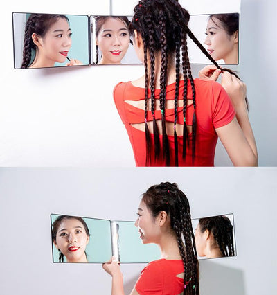 Espejo Plegable Ajustable para Corte de Cabello y Maquillaje con Retráctil
