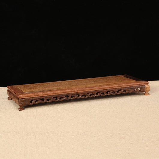 Soporte Exhibidor para Tetera de Barro Púrpura con Base de Madera Maciza Caoba - Image 3
