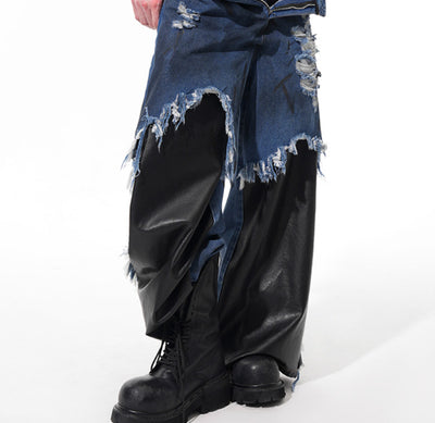 Pantalones Rectos con Detalles Pintados a Mano, Teñido Artesanal y Basta Deshilachada - Image 8