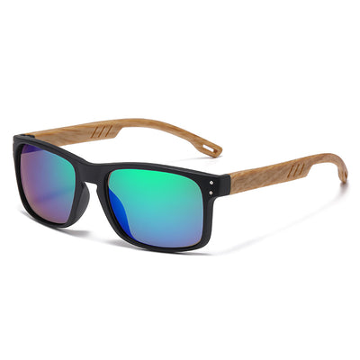 Gafas de Sol Cuadradas Retro con Pata de Madera y Lente Degradado para Hombre - Image 9